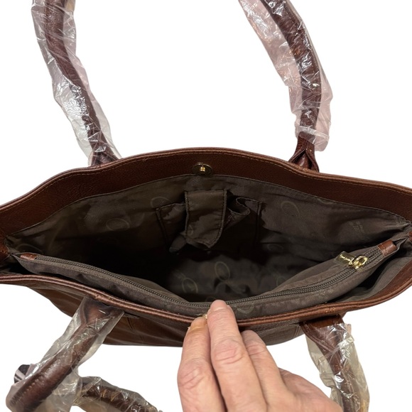 AMERILEATHER TOFFEE LEATHER TOTE BAG NWT - Picture 6 of 12